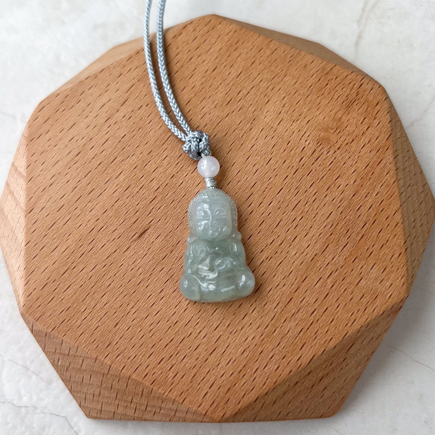 Icy Small Jadeite Jade Baby Buddha Dainty Minimalist Necklace, BJ-0621-1647234977