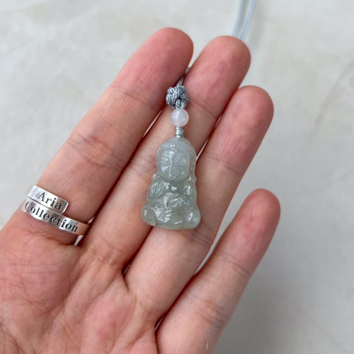 Icy Small Jadeite Jade Baby Buddha Dainty Minimalist Necklace, BJ-0621-1647234977