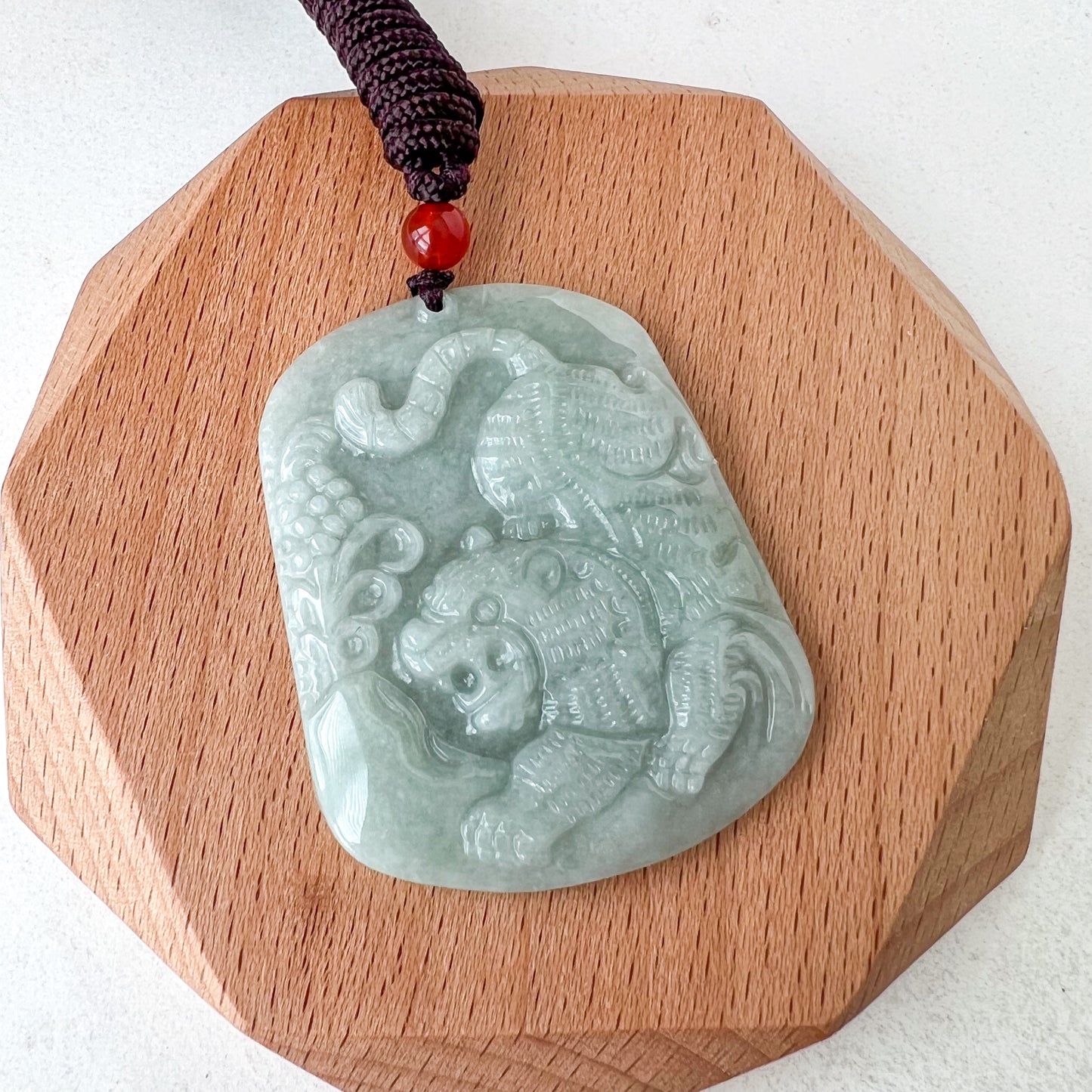 Jadeite Jade Tiger Chinese Zodiac Carved Pendant Necklace, YJ-0321-0320151