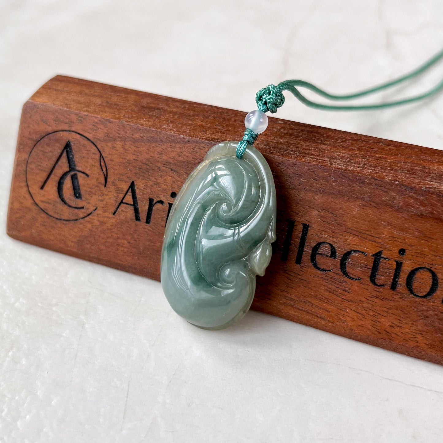 Jadeite Jade Lucky Ruyi Ru Yi Pendant Hand Carved Necklace, 如意, YJ-0321-1647350346