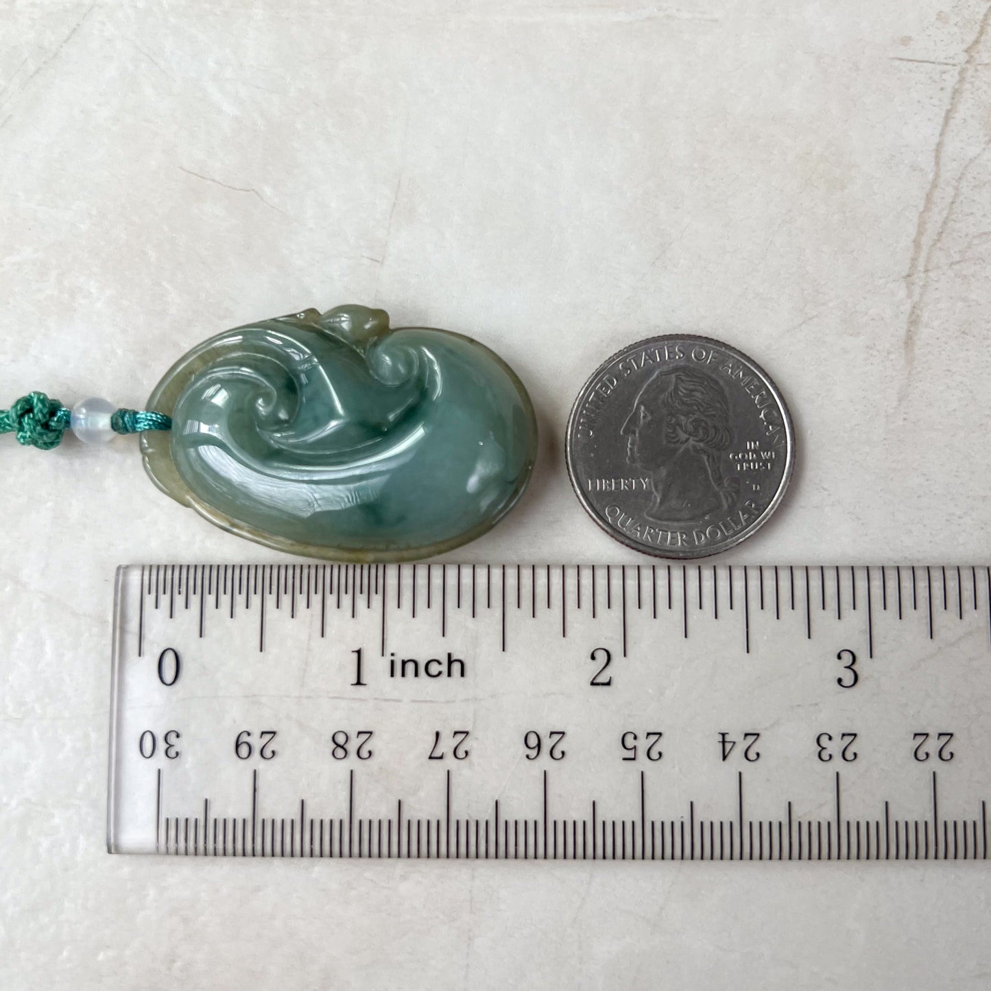 Jadeite Jade Lucky Ruyi Ru Yi Pendant Hand Carved Necklace, 如意, YJ-0321-1647350346