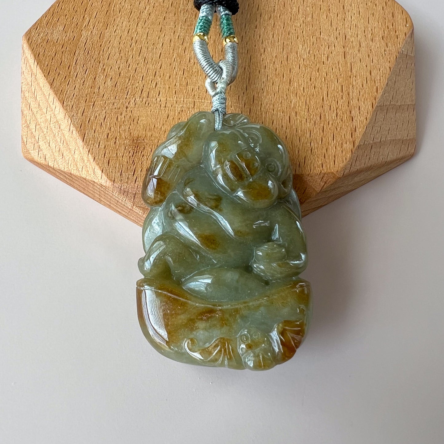 Jade of Pig of Prosperity Pendant, Jadeite Jade Pig Boar Chinese Zodiac Carved Pendant Necklace, 豬八戒, YW-0110-1646980410