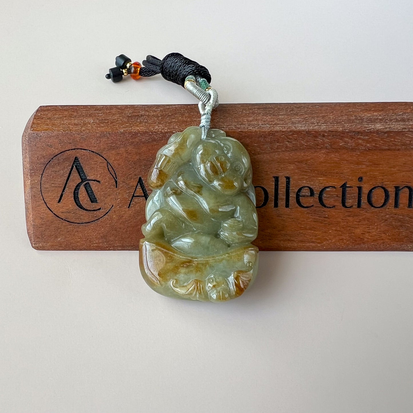 Jade of Pig of Prosperity Pendant, Jadeite Jade Pig Boar Chinese Zodiac Carved Pendant Necklace, 豬八戒, YW-0110-1646980410