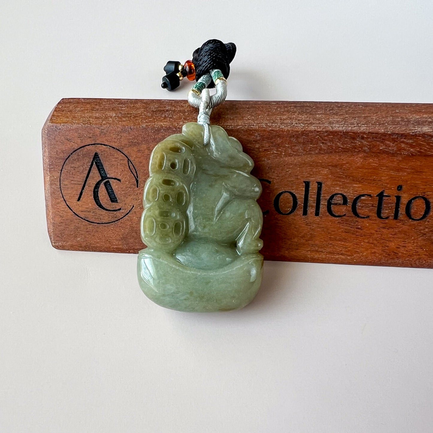 Jade of Pig of Prosperity Pendant, Jadeite Jade Pig Boar Chinese Zodiac Carved Pendant Necklace, 豬八戒, YW-0110-1646980410