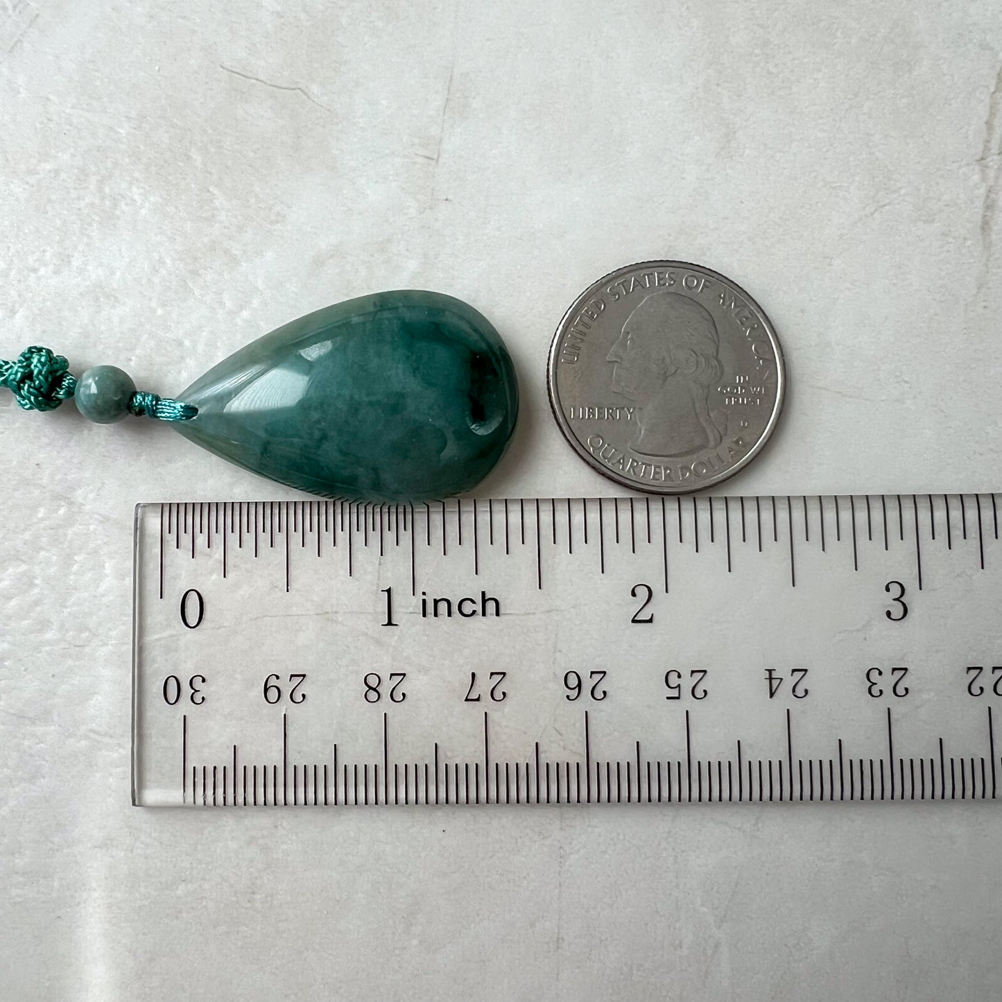 Jade Jadeite Teardrop, Green Blue Jade Pendant Hand Carved Necklace, YJ-0321-0425599