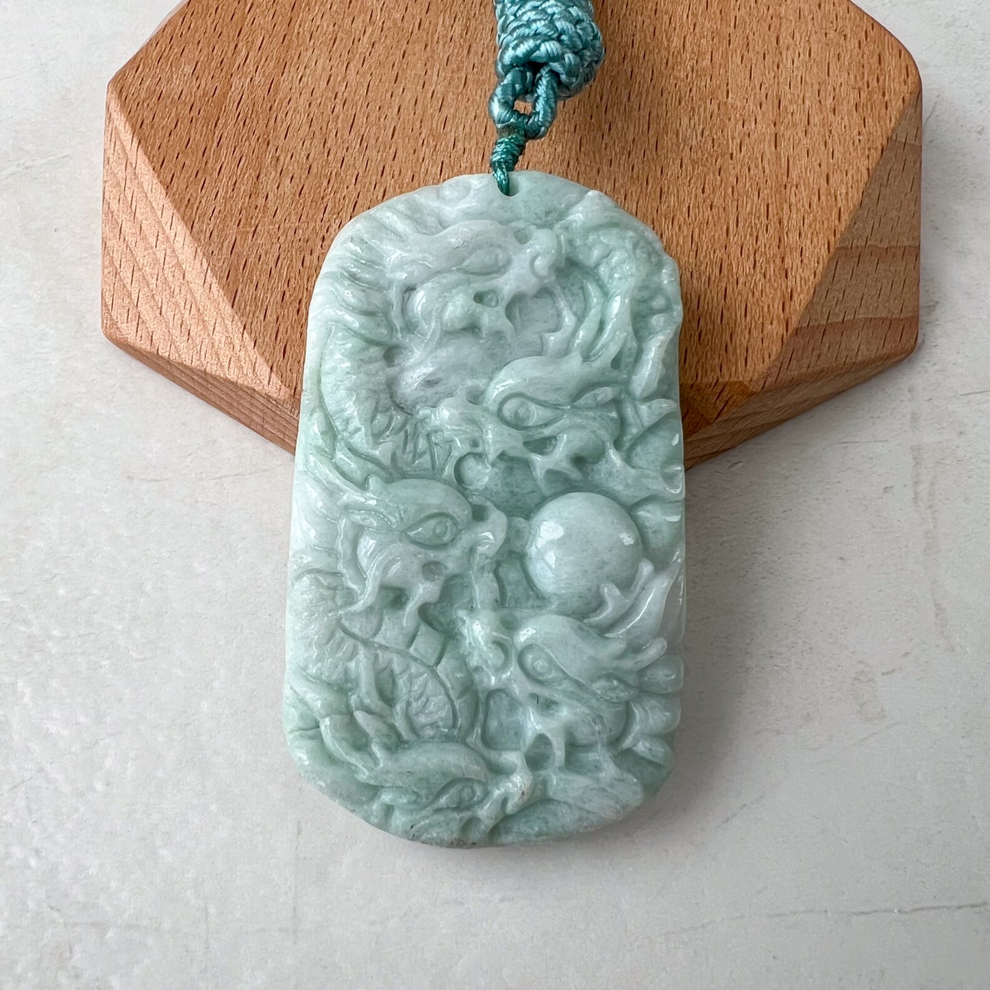 9 Dragon Jadeite Jade Chinese Zodiac Hand Carved Pendant Necklace, YJ-0321-0447197