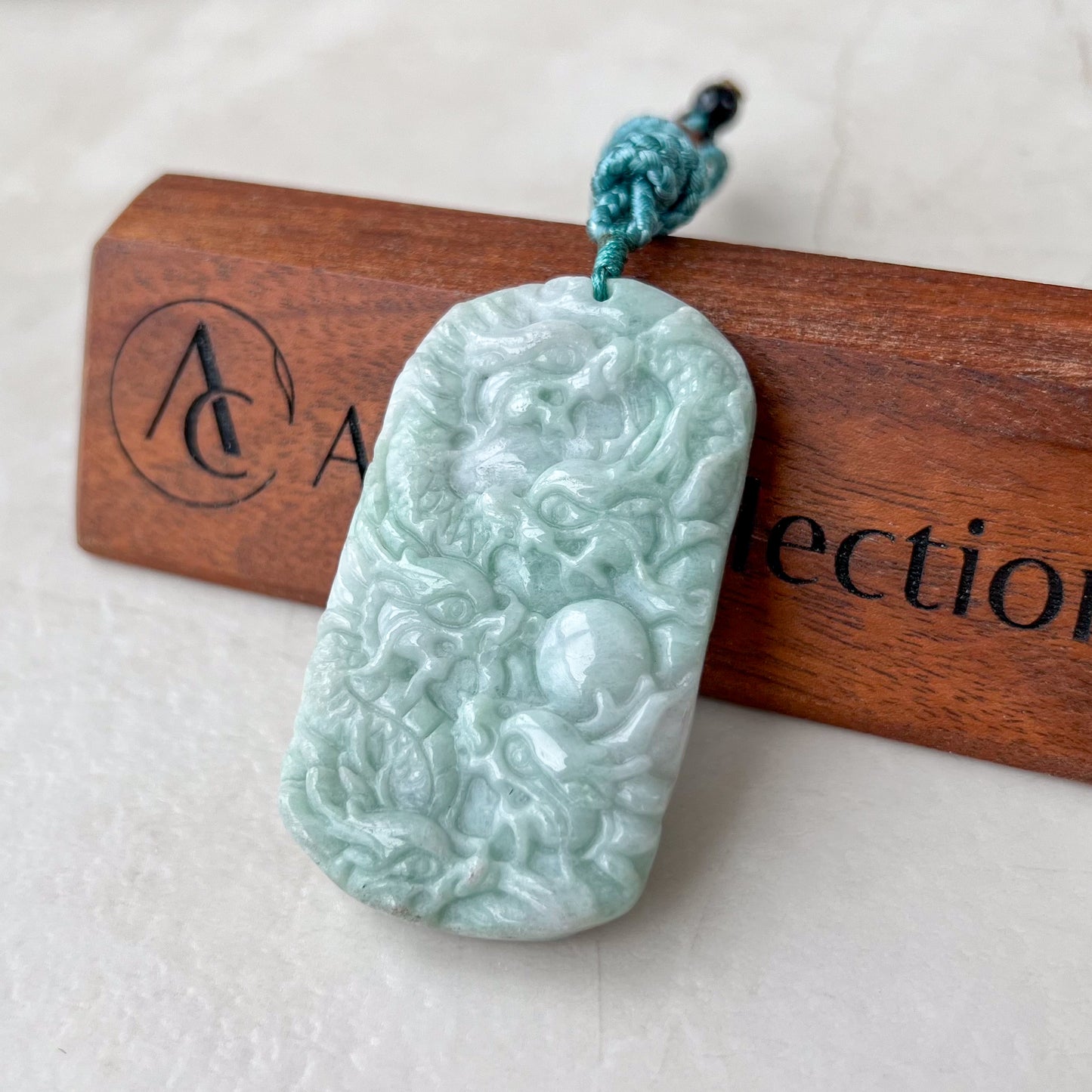 9 Dragon Jadeite Jade Chinese Zodiac Hand Carved Pendant Necklace, YJ-0321-0447197