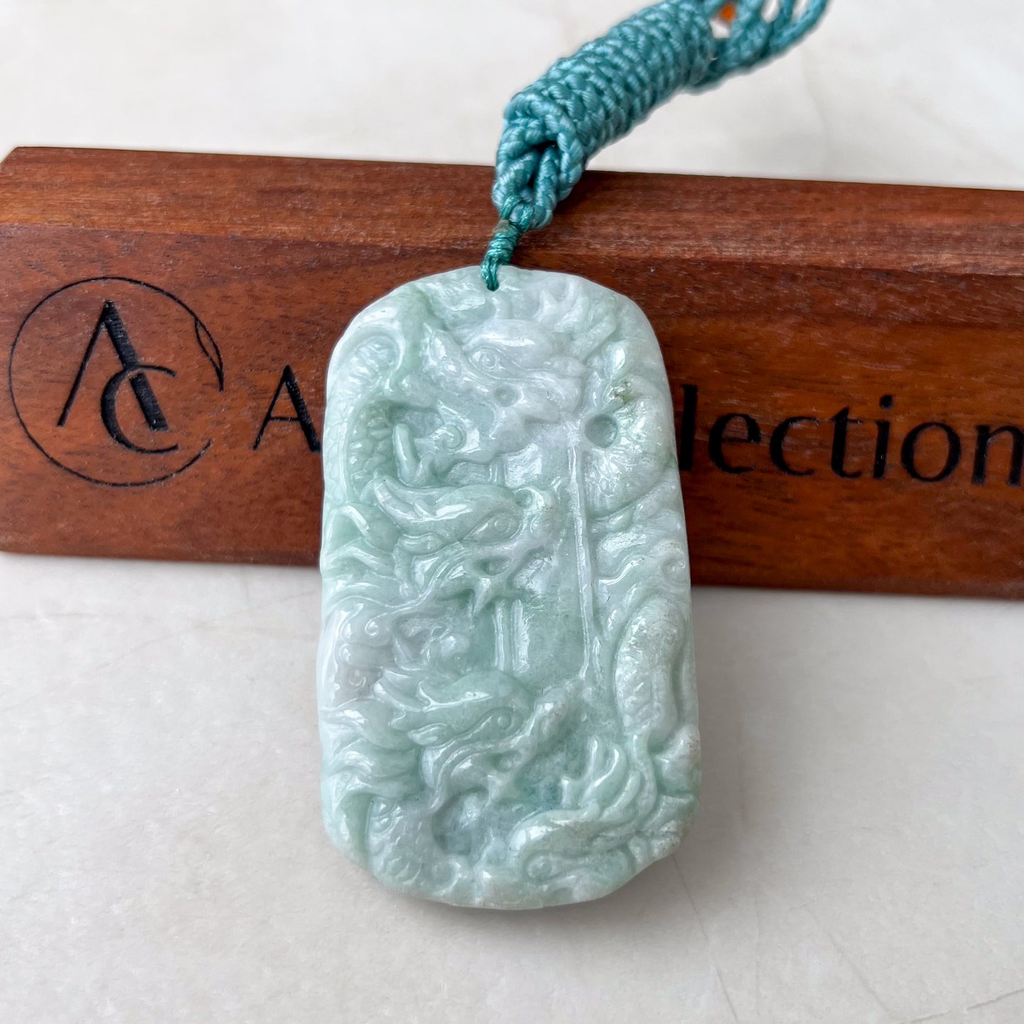 9 Dragon Jadeite Jade Chinese Zodiac Hand Carved Pendant Necklace, YJ-0321-0447197