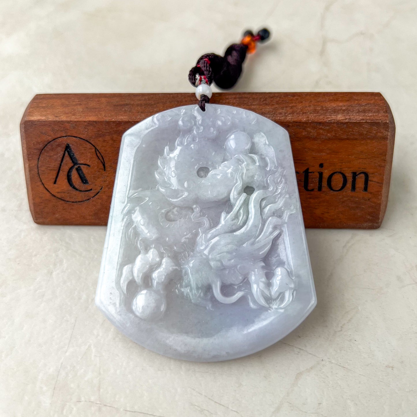 Very Large Jadeite Jade Dragon Zodiac Necklace, YJ-0321-0351438