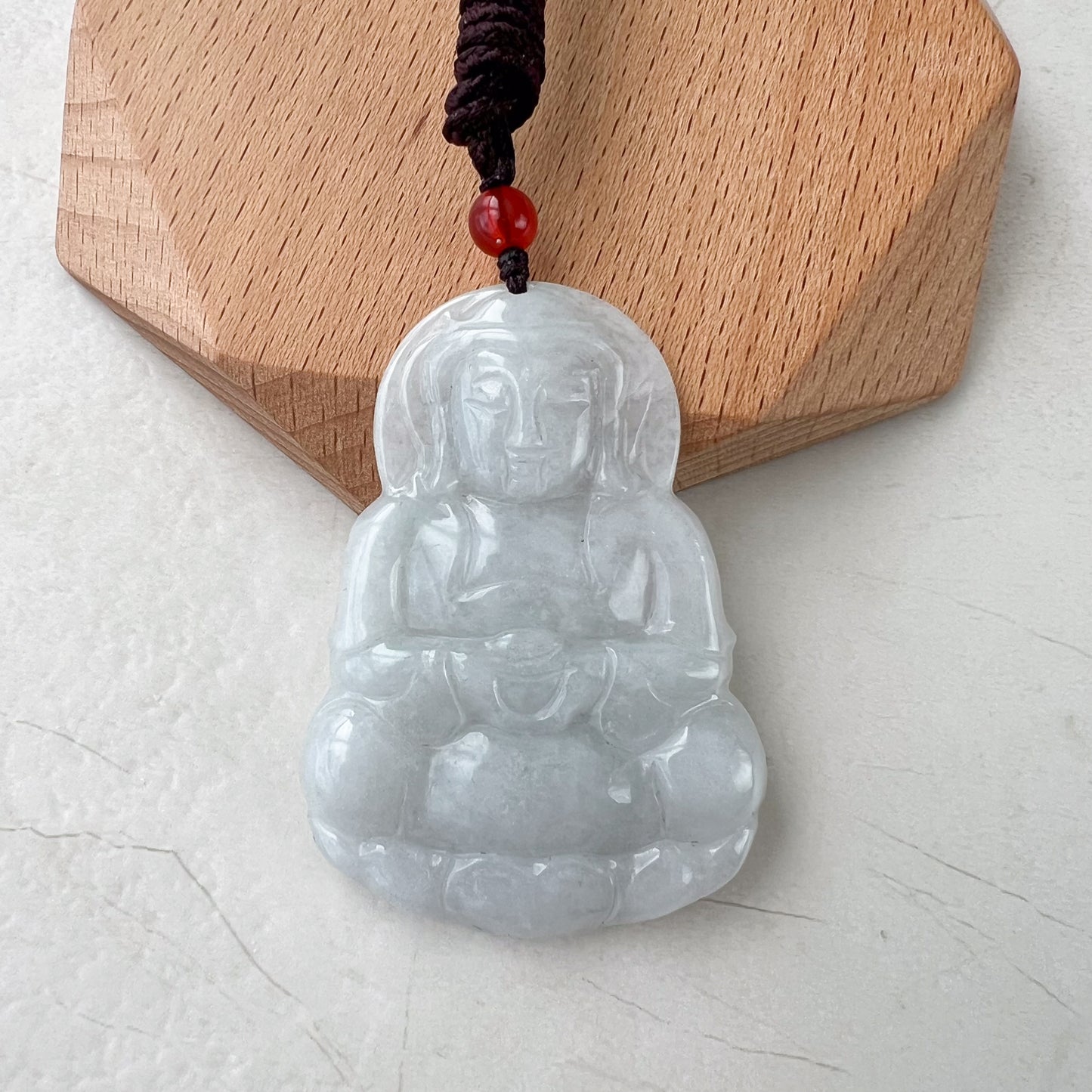 Jadeite Jade Guan Yin Avalokiteshvara Hand Carved Pendant Necklace, YJ-0321-0430165