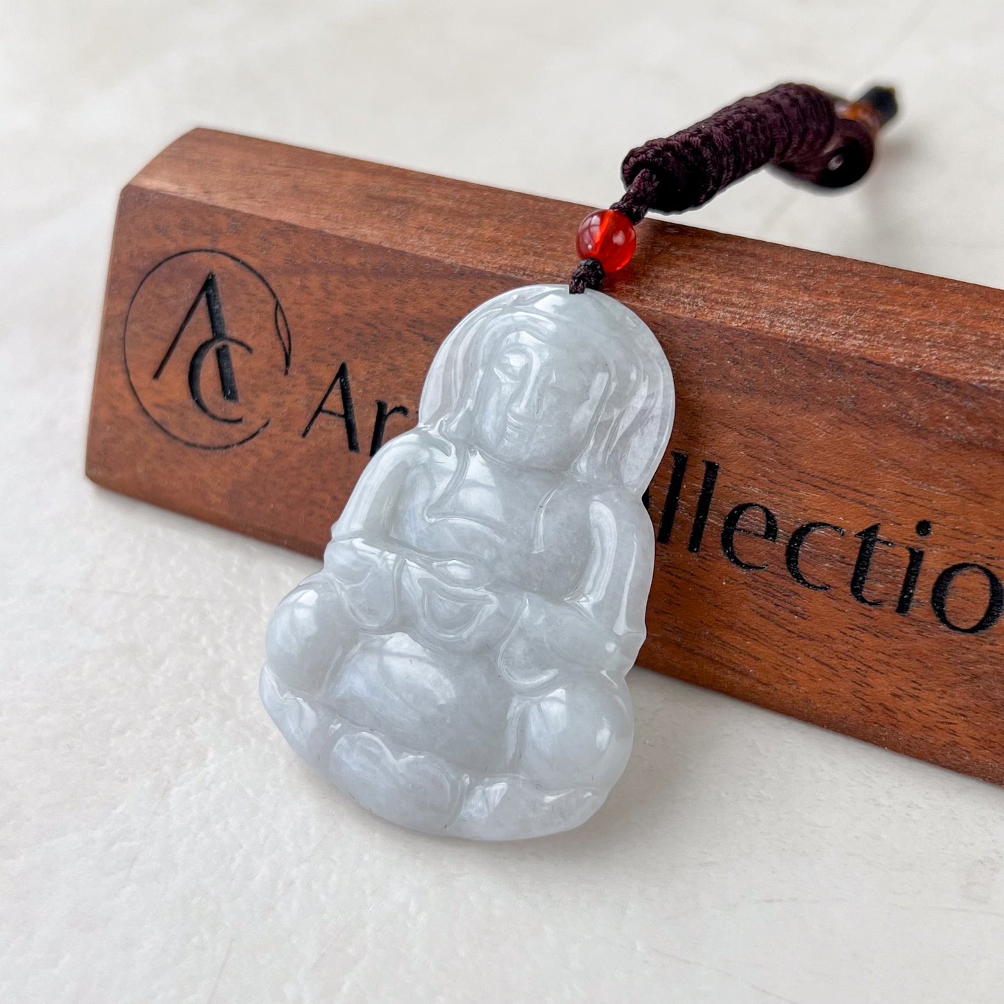 Jadeite Jade Guan Yin Avalokiteshvara Hand Carved Pendant Necklace, YJ-0321-0430165