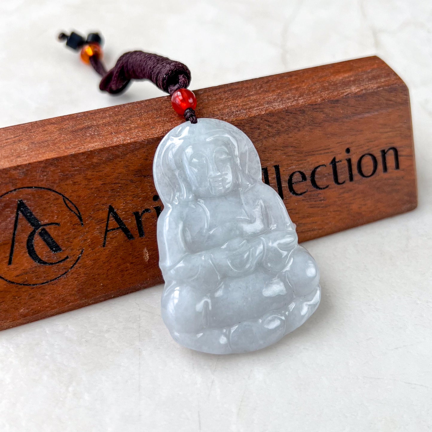 Jadeite Jade Guan Yin Avalokiteshvara Hand Carved Pendant Necklace, YJ-0321-0430165