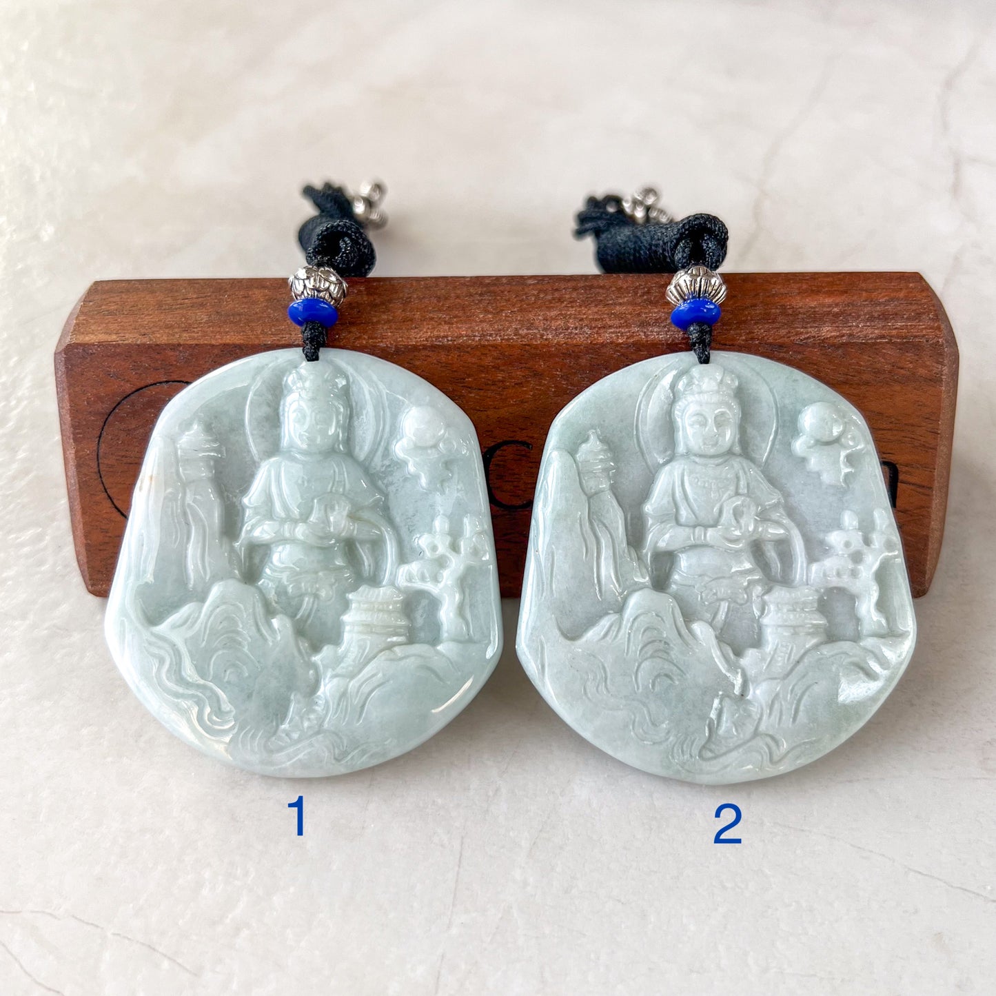 Jadeite Jade Guan Yin Mountain Landscape Avalokiteshvara Hand Carved Pendant Necklace, YJ-0321-0343549