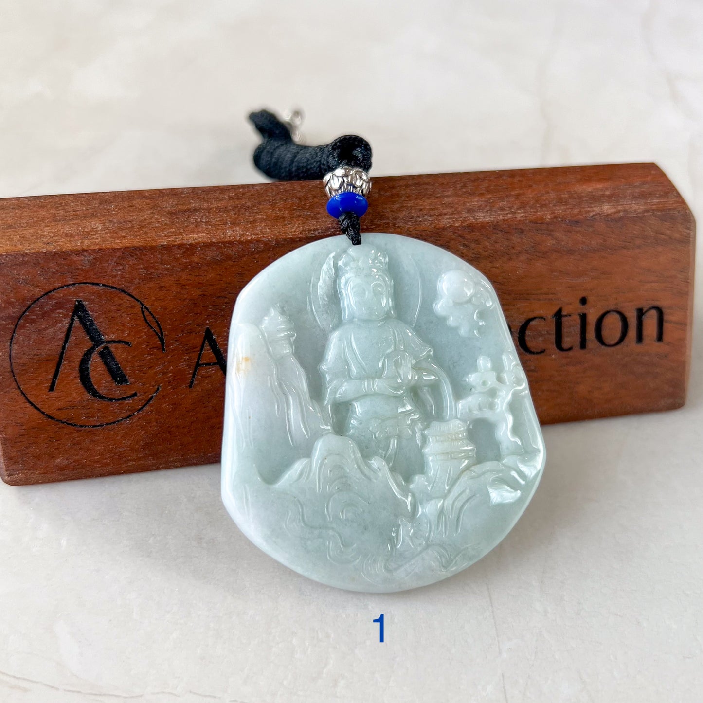 Jadeite Jade Guan Yin Mountain Landscape Avalokiteshvara Hand Carved Pendant Necklace, YJ-0321-0343549