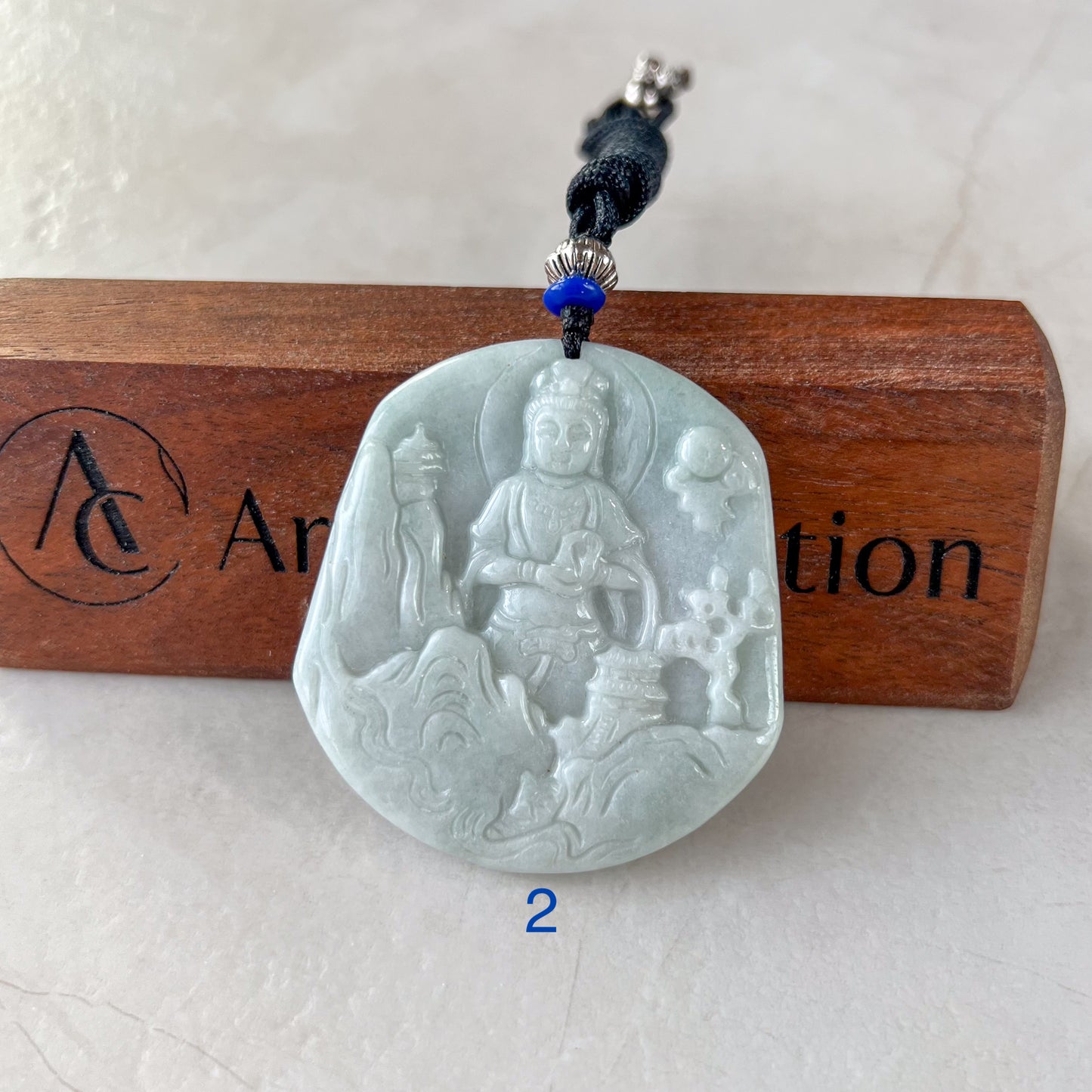 Jadeite Jade Guan Yin Mountain Landscape Avalokiteshvara Hand Carved Pendant Necklace, YJ-0321-0343549