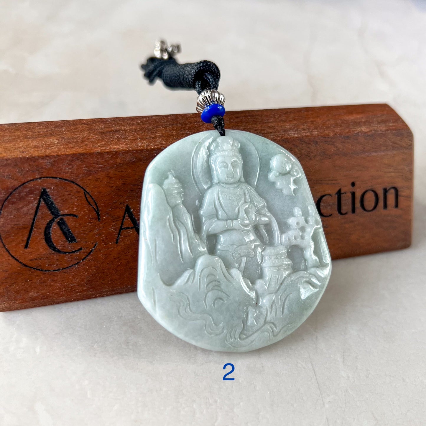 Jadeite Jade Guan Yin Mountain Landscape Avalokiteshvara Hand Carved Pendant Necklace, YJ-0321-0343549