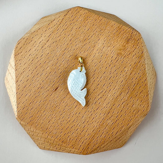 Jadeite Jade Small Translucent Fish Pendant with 18K Solid Gold Bail, SHWQ-0423-1700374598