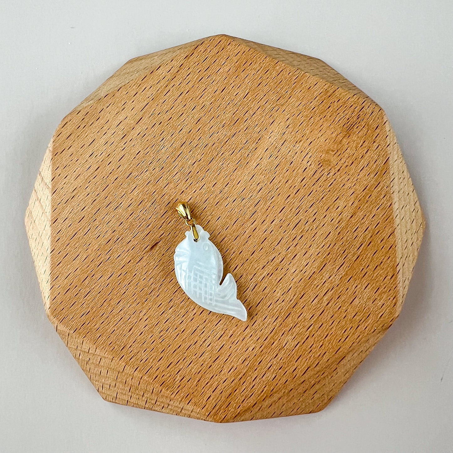 Jadeite Jade Small Translucent Fish Pendant with 18K Solid Gold Bail, SHWQ-0423-1700374598