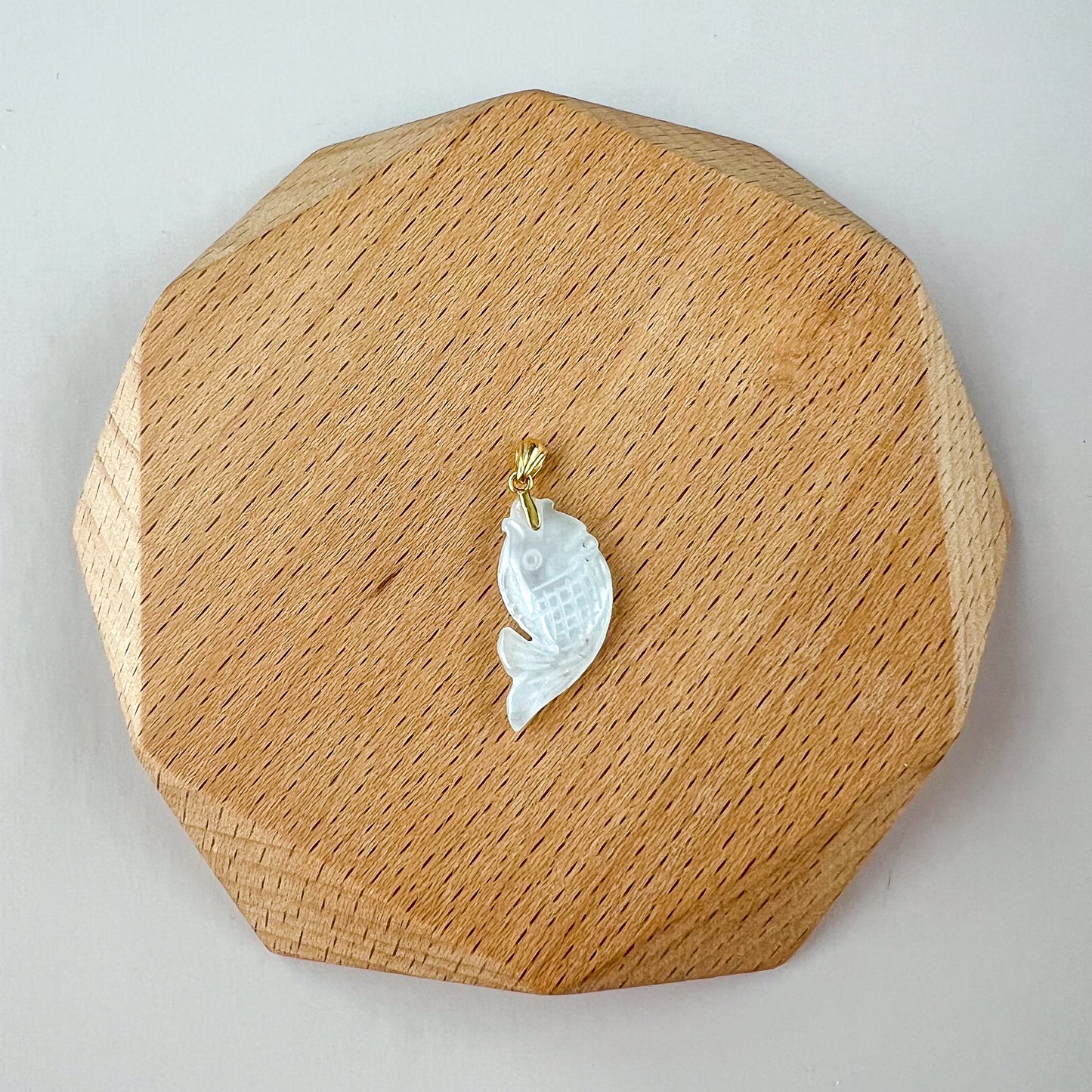 Jadeite Jade Small Translucent Fish Pendant with 18K Solid Gold Bail, SHWQ-0423-1700374598