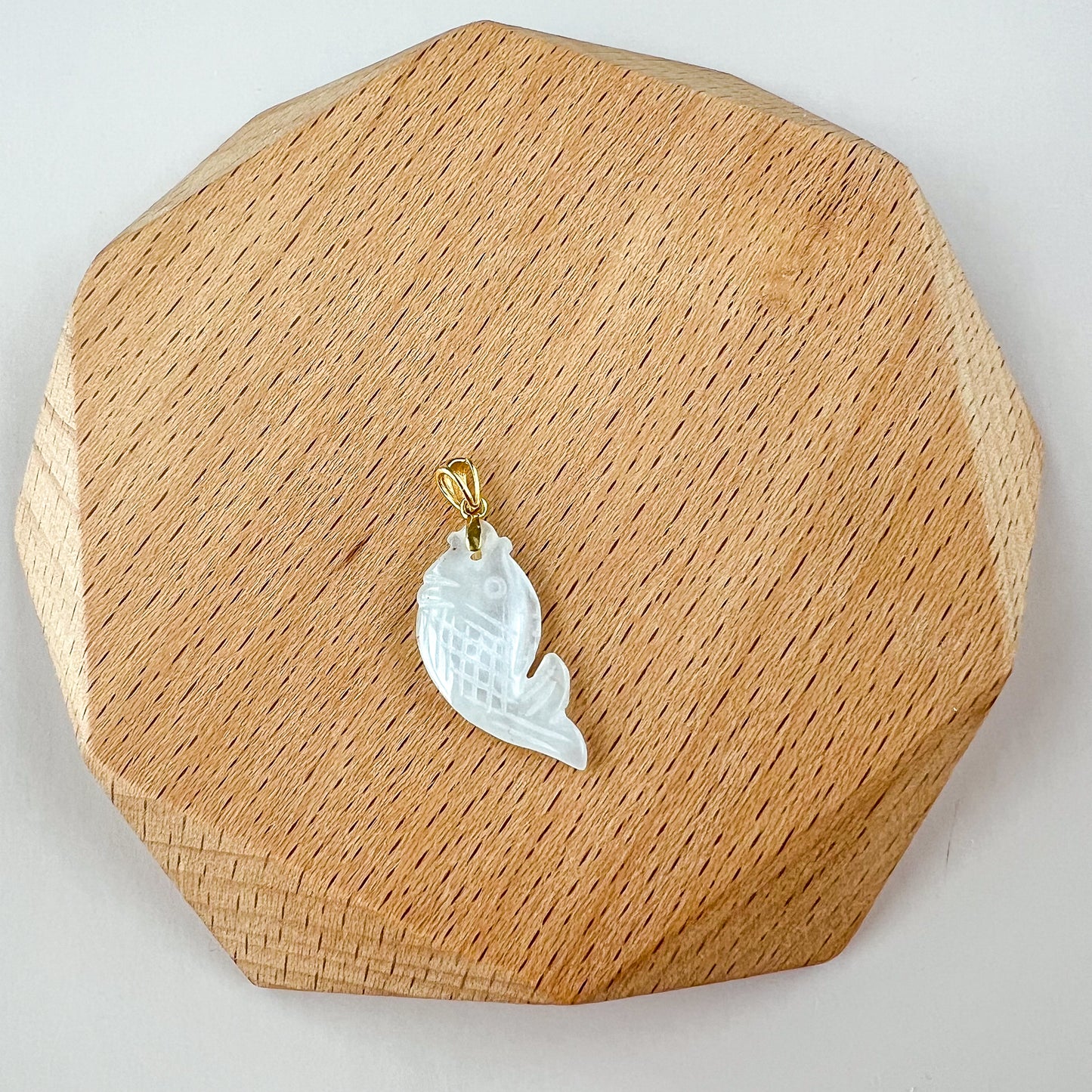 Jadeite Jade Small Translucent Fish Pendant with 18K Solid Gold Bail, SHWQ-0423-1700374598