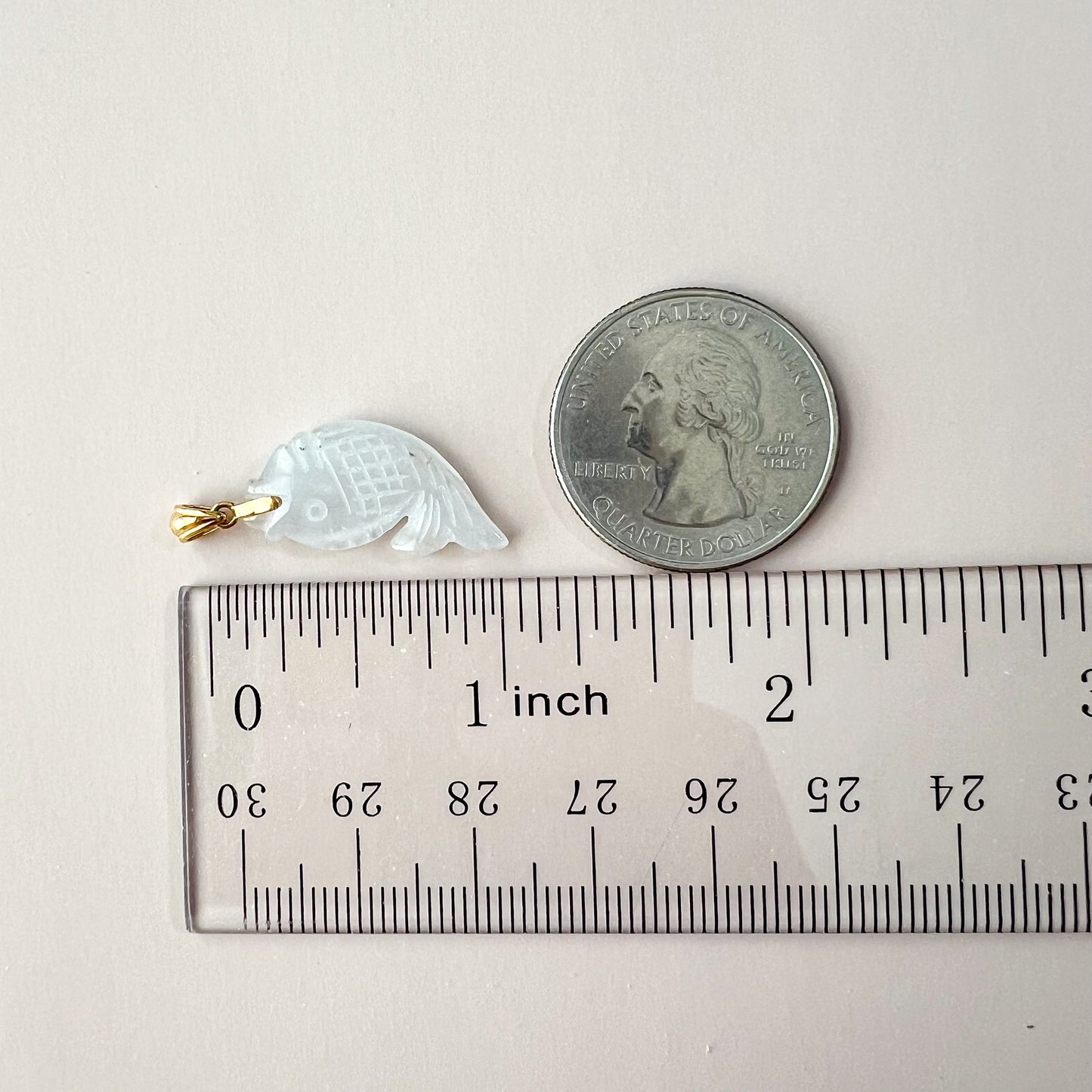 Jadeite Jade Small Translucent Fish Pendant with 18K Solid Gold Bail, SHWQ-0423-1700374598