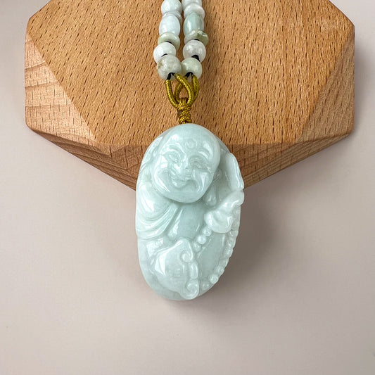 Cradle of Bliss Happy Buddha Jade Pendant, Jadeite Jade Carved Pendant, YW-0110-1647012807