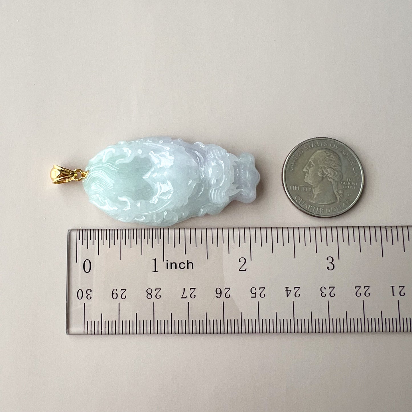Flowing Clouds Dragon Head Jadeite Jade Pendant with 18K Gold