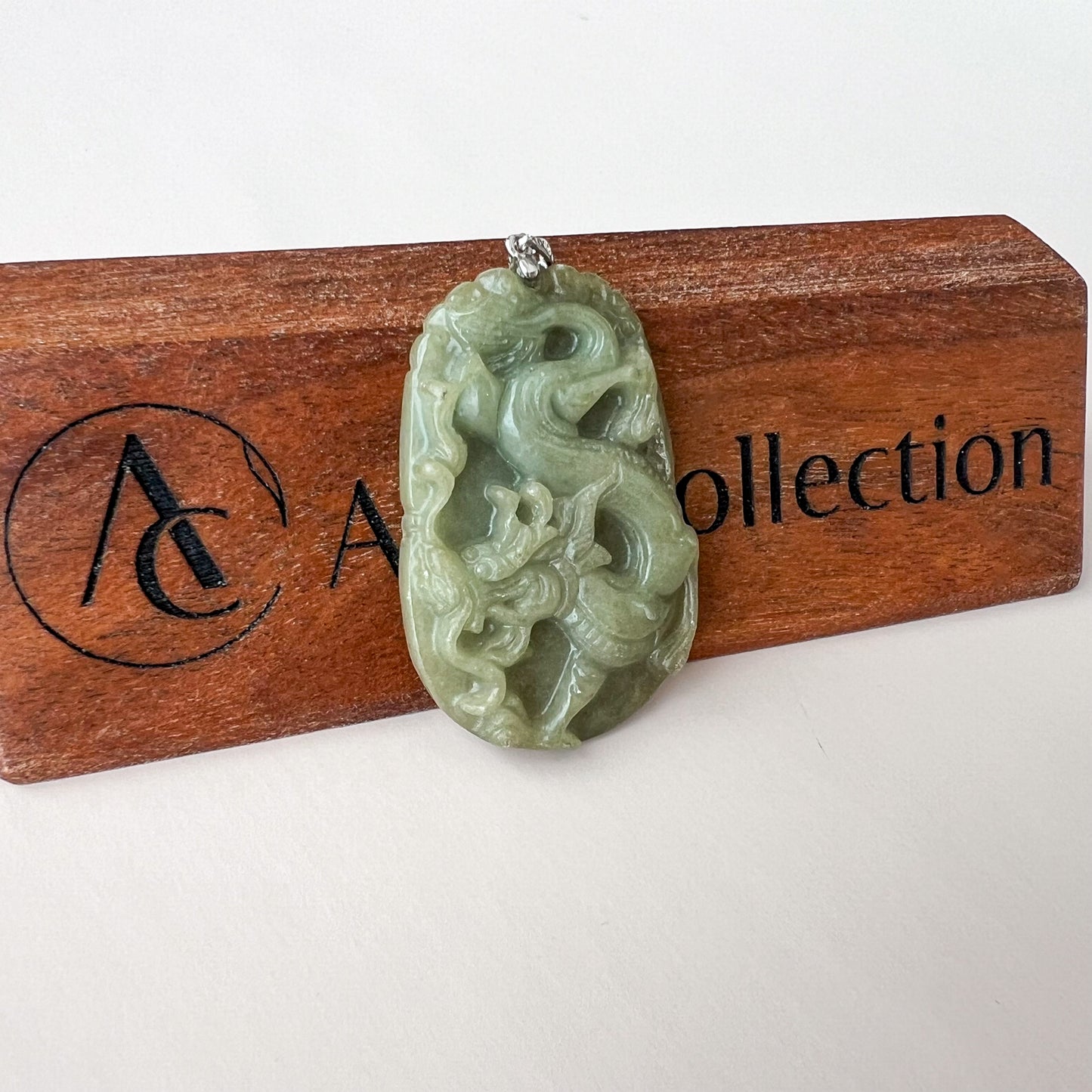 Dragon Zodiac Jade Pendant with Sterling Silver Bail, Jadeite Jade Dragon Chinese Zodiac Pendant, NVN-0424-1757019051