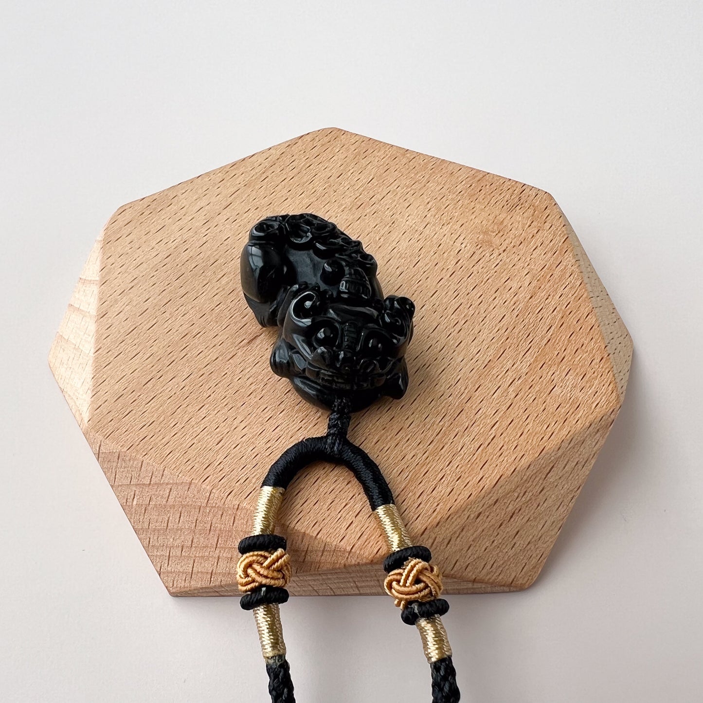 Black Obsidian Dragon Pixiu Pi Xiu, 貔貅, Carved Pendant Necklace, YW-0110-1646454234