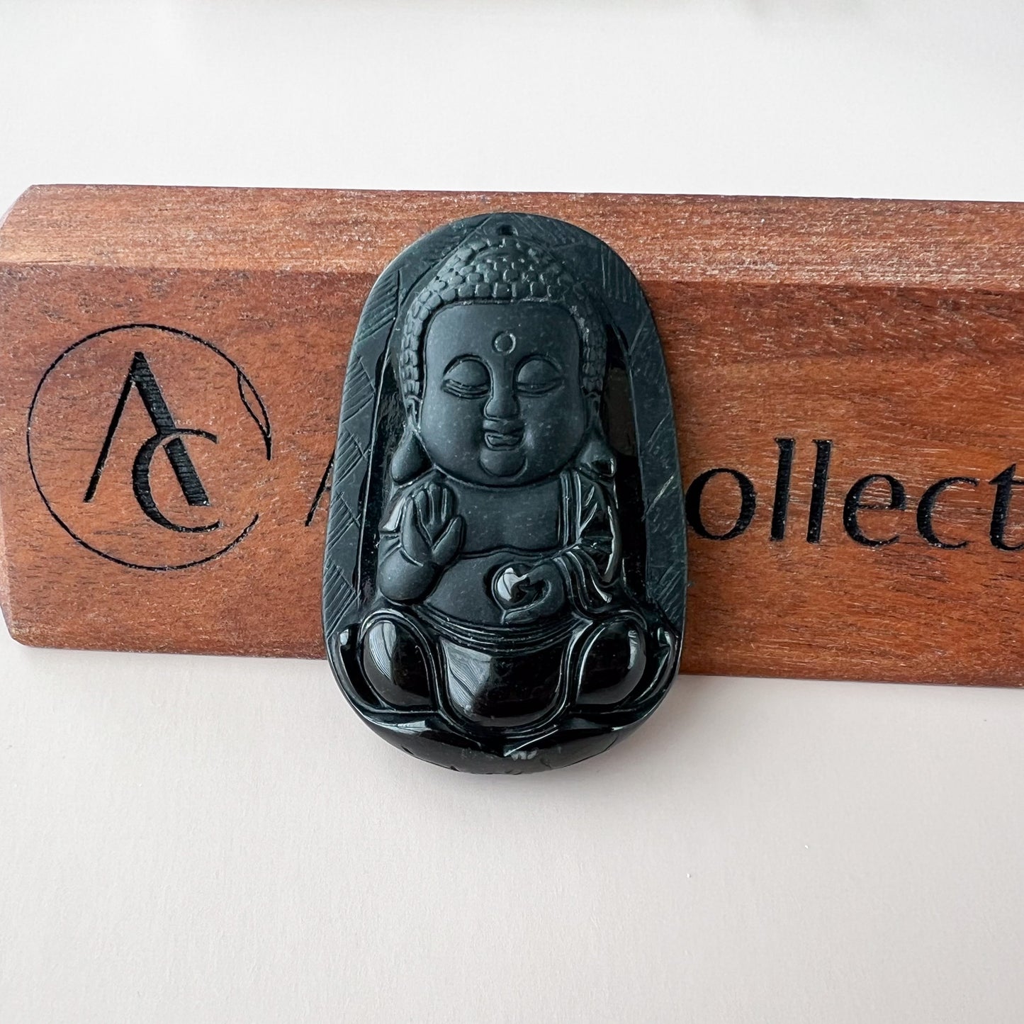 Black Jadeite Jade Omphacite Baby Buddha Necklace, LGG-1221-1646854463