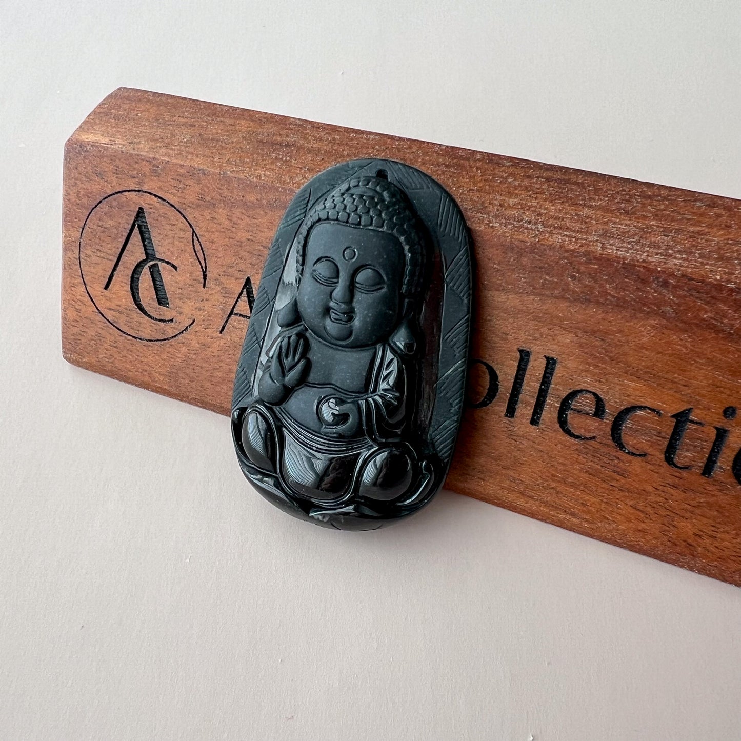 Black Jadeite Jade Omphacite Baby Buddha Necklace, LGG-1221-1646854463