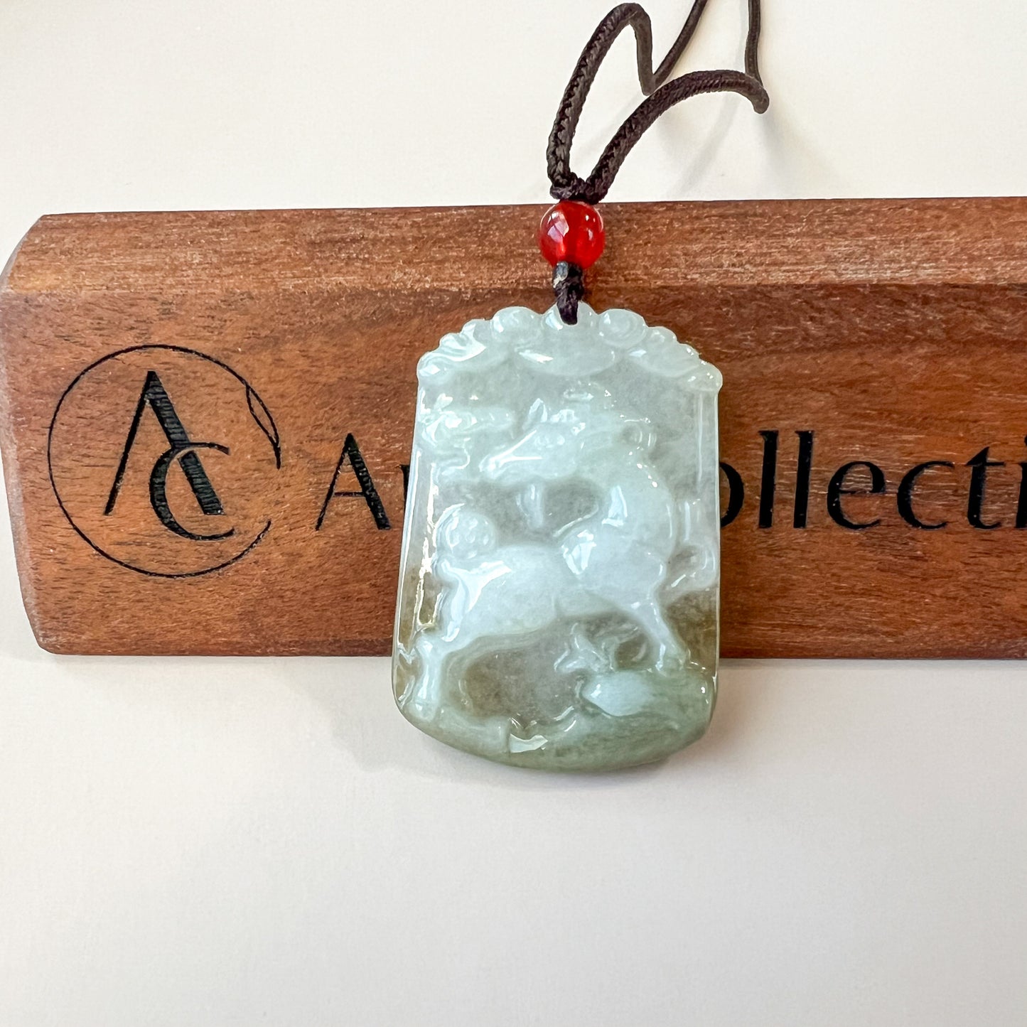 Jadeite Jade Sheep Goat Ram Chinese Zodiac Carved Pendant