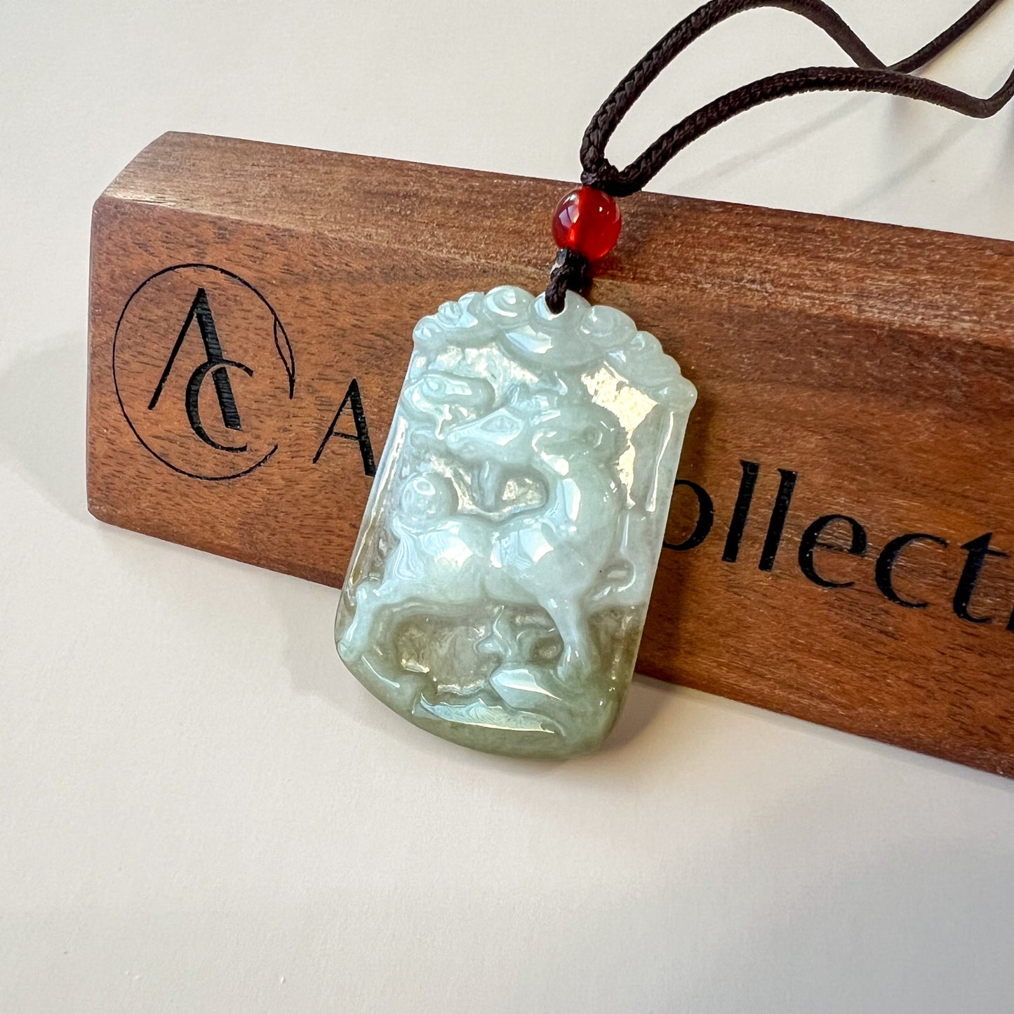 Jadeite Jade Sheep Goat Ram Chinese Zodiac Carved Pendant