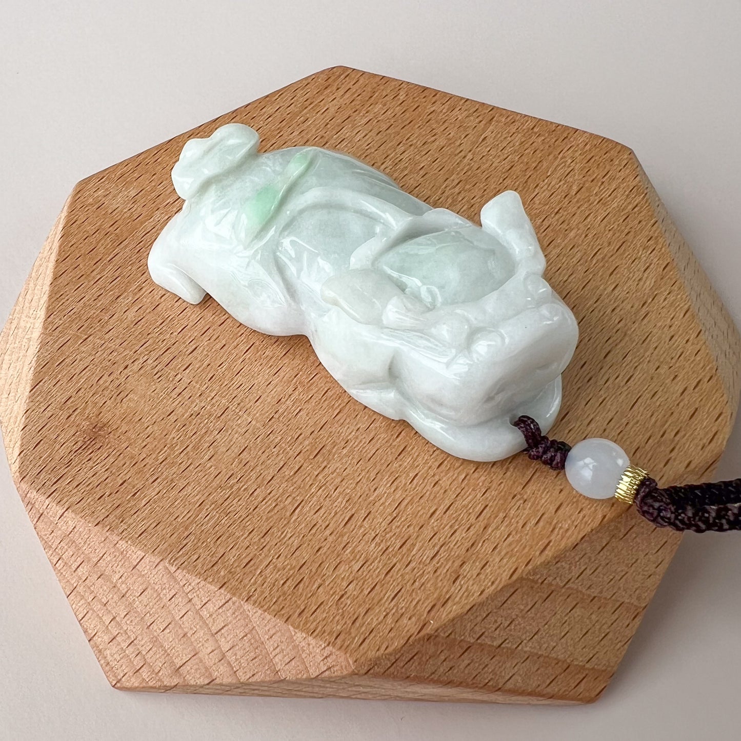 Large Pixiu Pi Xiu Dragon Jadeite Jade Carved Pendant