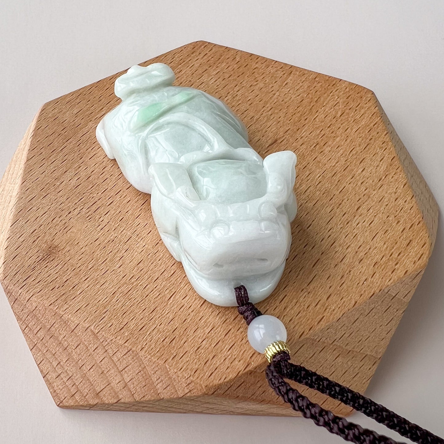 Large Pixiu Pi Xiu Dragon Jadeite Jade Carved Pendant