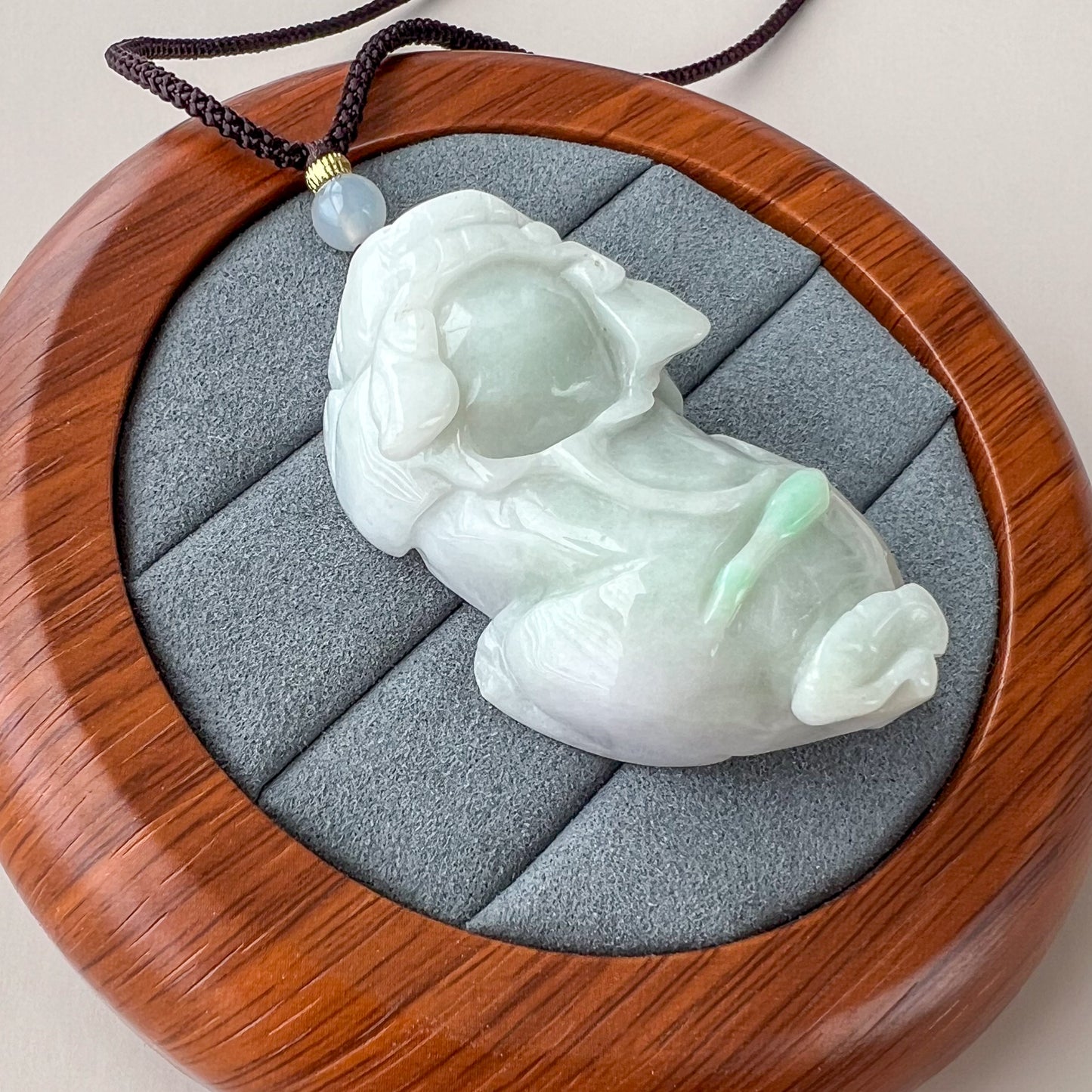 Large Pixiu Pi Xiu Dragon Jadeite Jade Carved Pendant