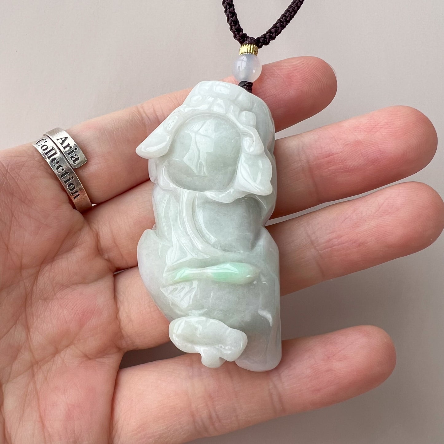 Large Pixiu Pi Xiu Dragon Jadeite Jade Carved Pendant