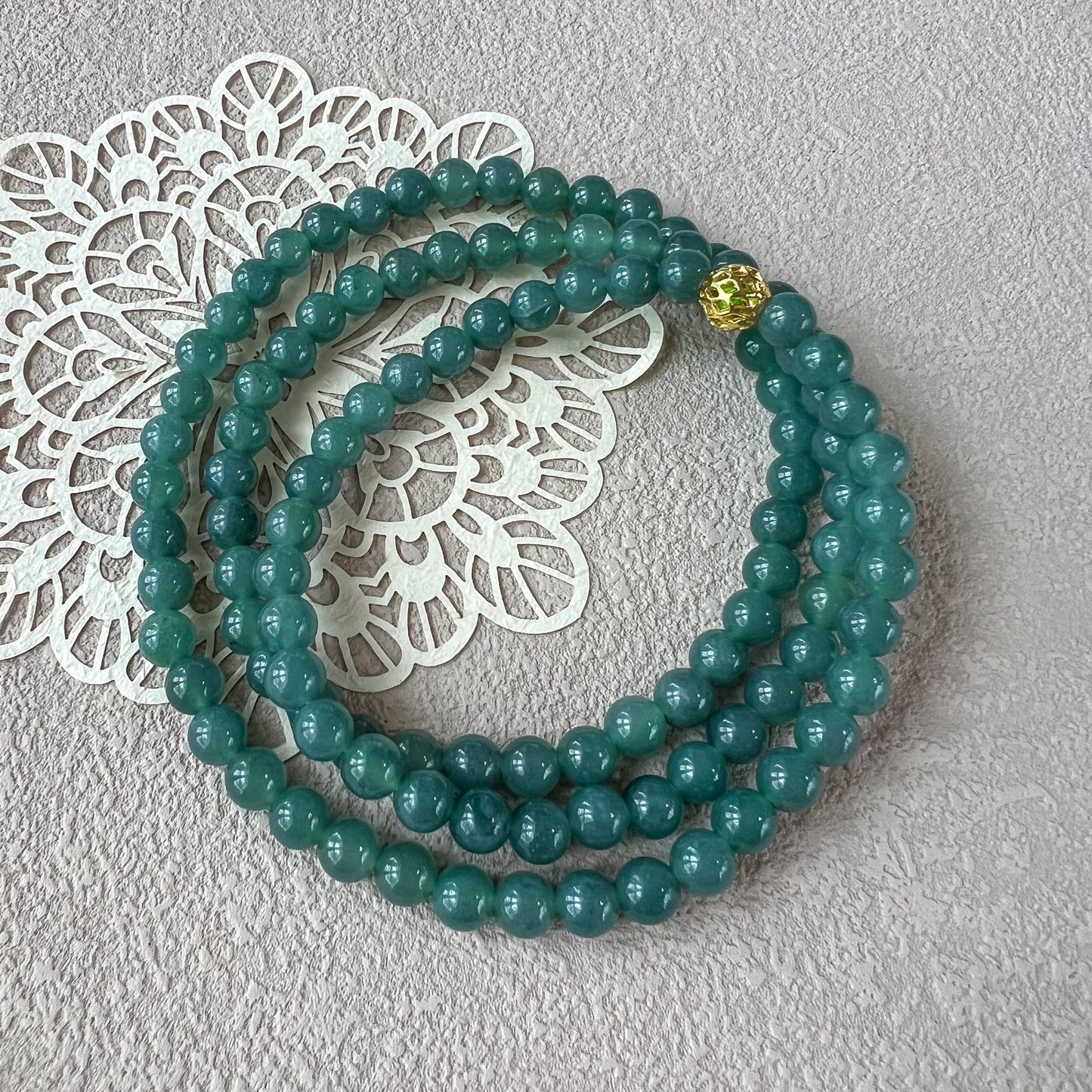 6.2 mm 108 Green Jadeite Jade Mala Prayer Beads Bracelet Necklace, SCA-0424-1716951613