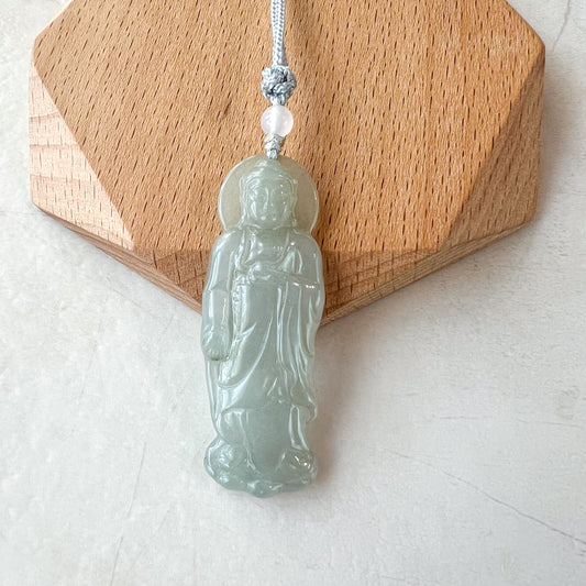 Jadeite Jade Standing Amitabha, Amida, 阿弥陀佛, Carved Pendant Necklace, YJ-0621-0389201