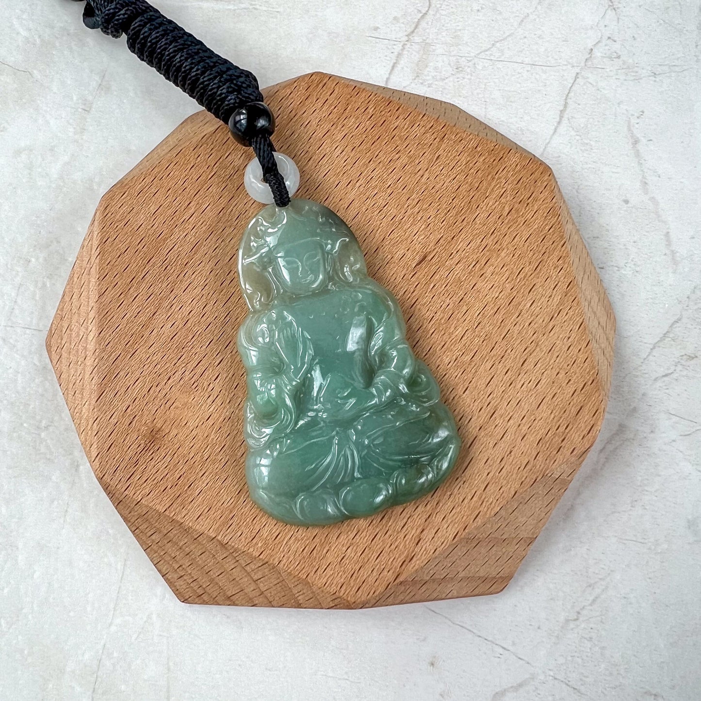 Jadeite Jade Guan Yin Avalokiteshvara Hand Carved Pendant Necklace, Quan Am, YJ-0321-0333242