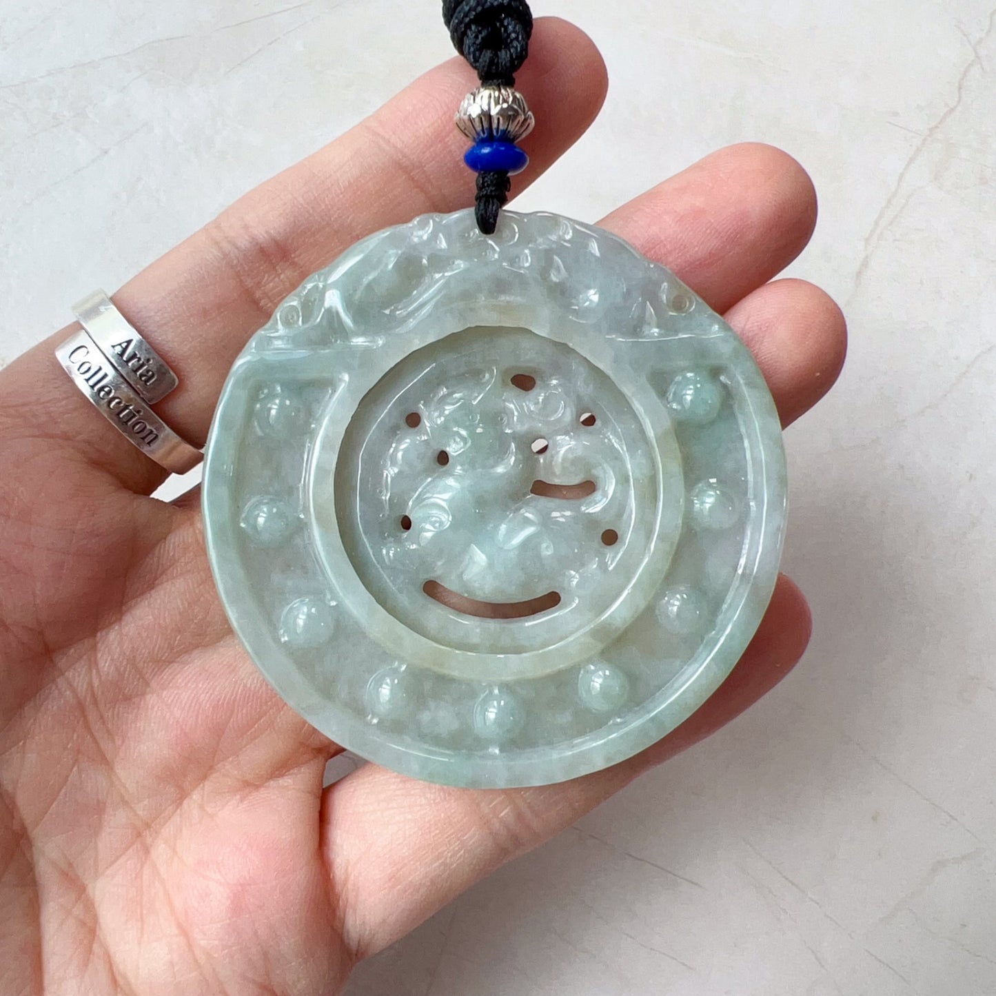 Jade Qilin Kirin Dragon, 麒麟, Hand Carved Necklace, Jade Necklace, Jade Pendant, YJ-0321-0467112