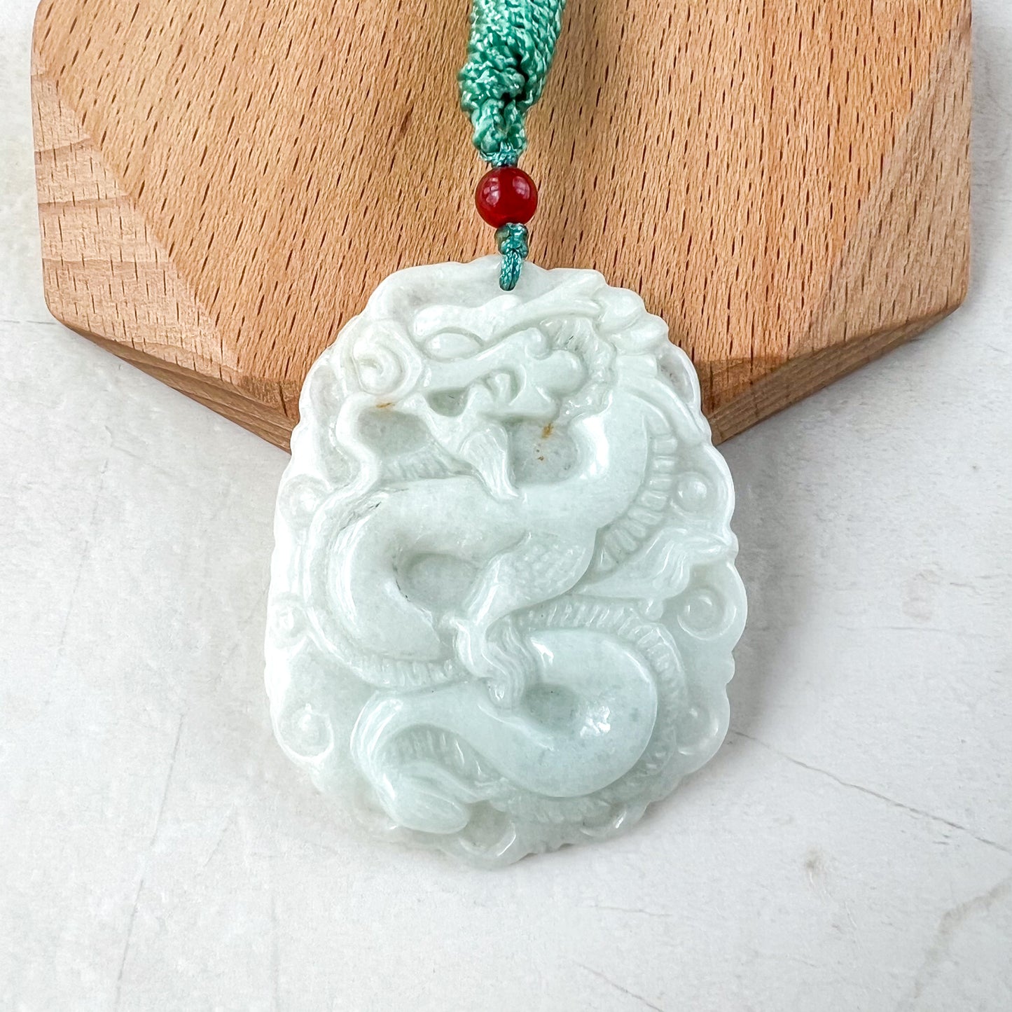 Jadeite Jade Dragon Chinese Zodiac Hand Carved Pendant Necklace, YJ-0321-0333032