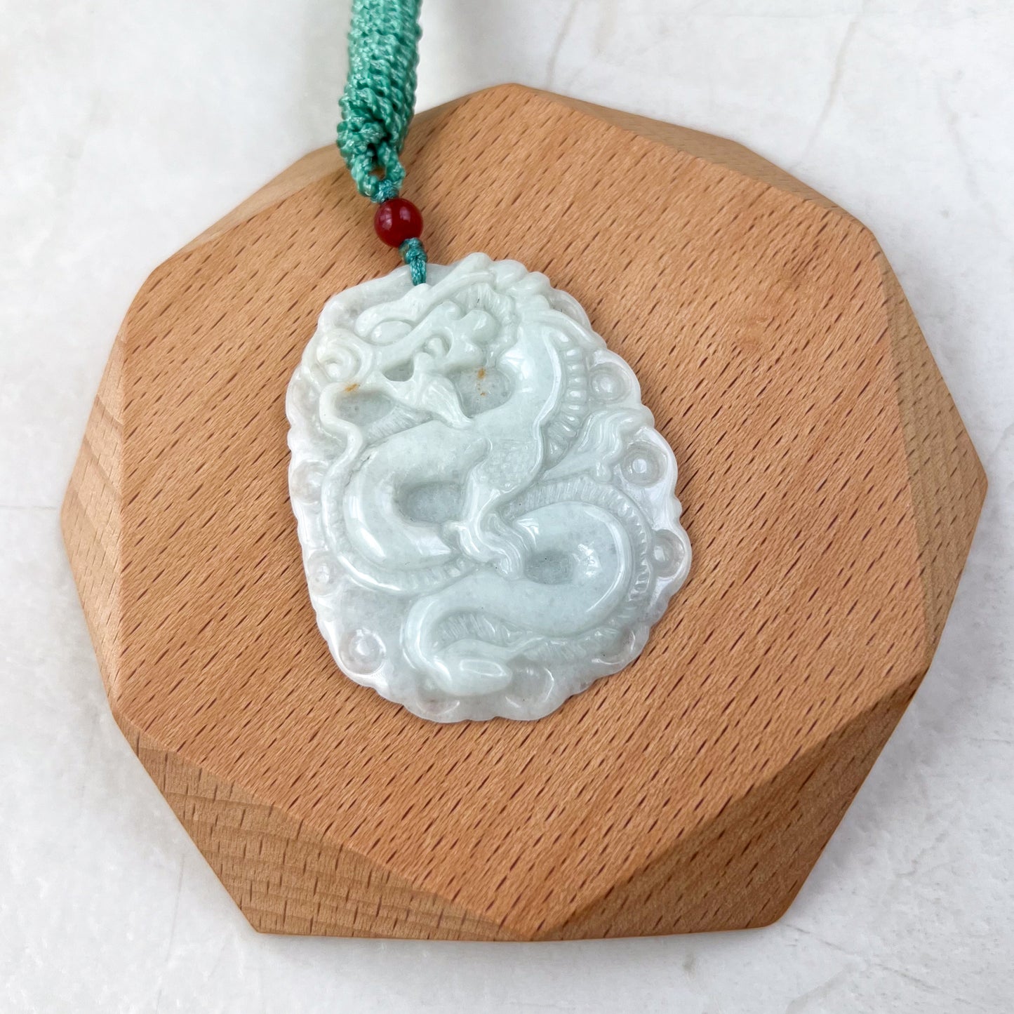 Jadeite Jade Dragon Chinese Zodiac Hand Carved Pendant Necklace, YJ-0321-0333032