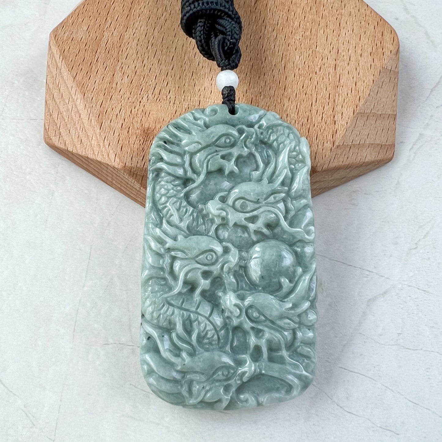 9 Dragon Jadeite Jade Chinese Zodiac Hand Carved Pendant Necklace, YJ-0321-0337442-1