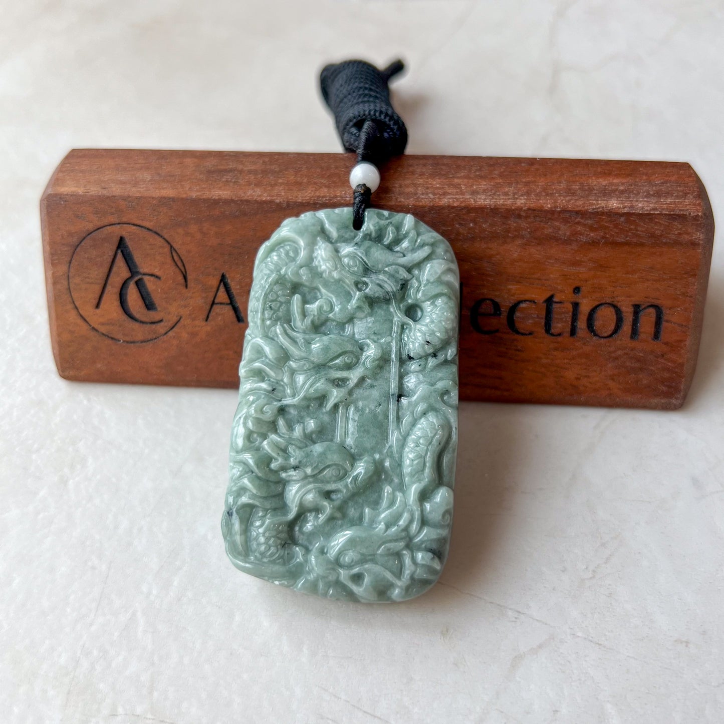 9 Dragon Jadeite Jade Chinese Zodiac Hand Carved Pendant Necklace, YJ-0321-0337442-1