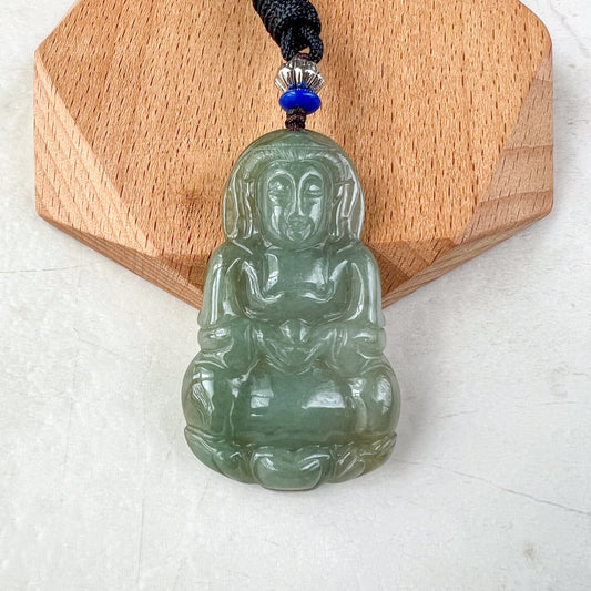 Jadeite Jade Guan Yin Avalokiteshvara Hand Carved Pendant Necklace, Quan Am, YJ-0321-0468565