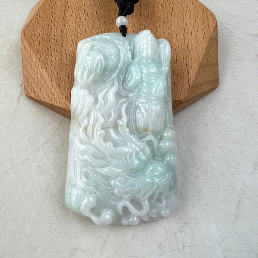 Very Large Jadeite Jade Dragon Protecting Master Necklace, YJ-0321-0361085