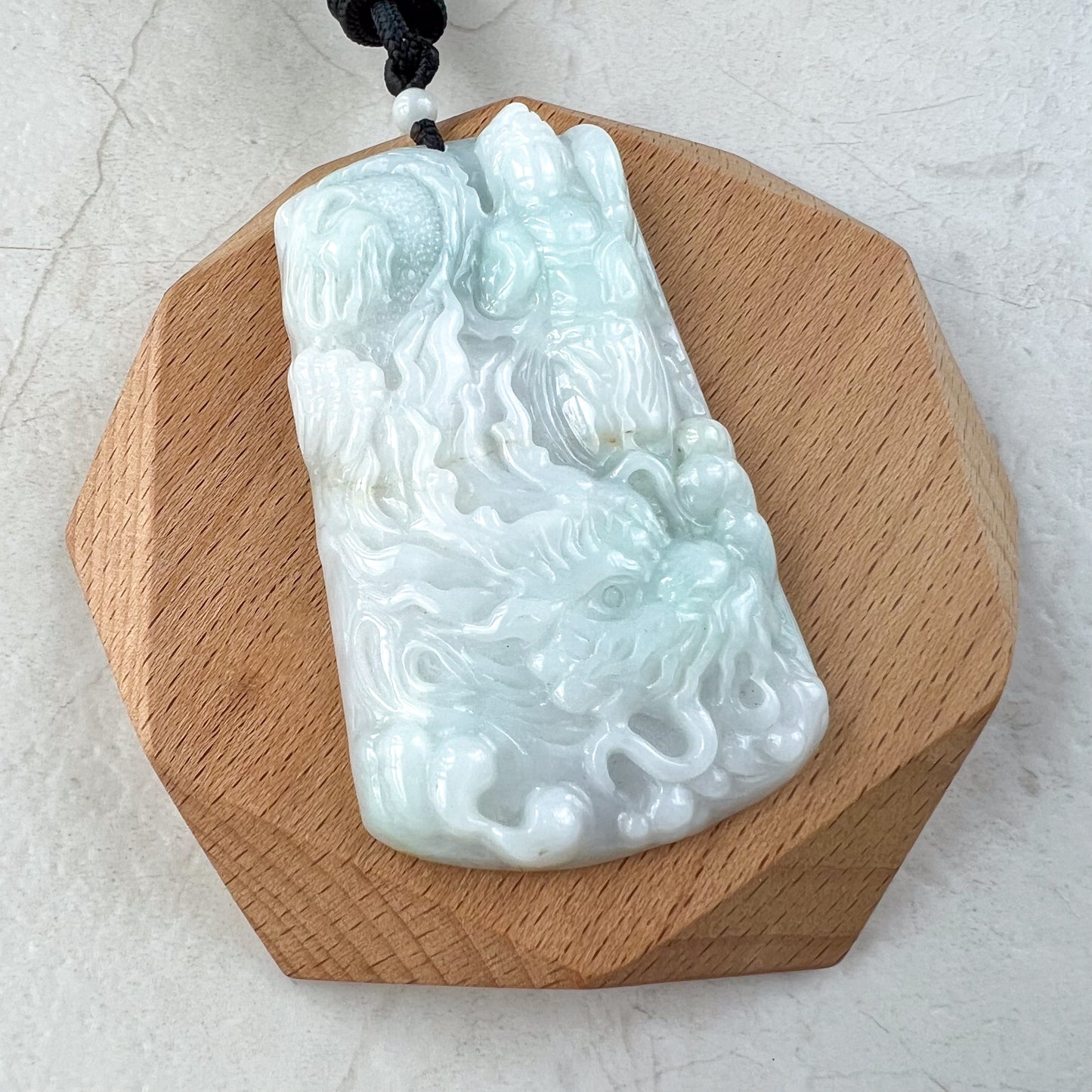 Very Large Jadeite Jade Dragon Protecting Master Necklace, YJ-0321-0361085