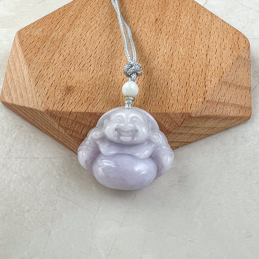 Purple Lavender Jade Buddha, Happy Buddha, Budai, Laughing Buddha, Carved Jadeite Jade Pendant, XNZ-1221-1650134323