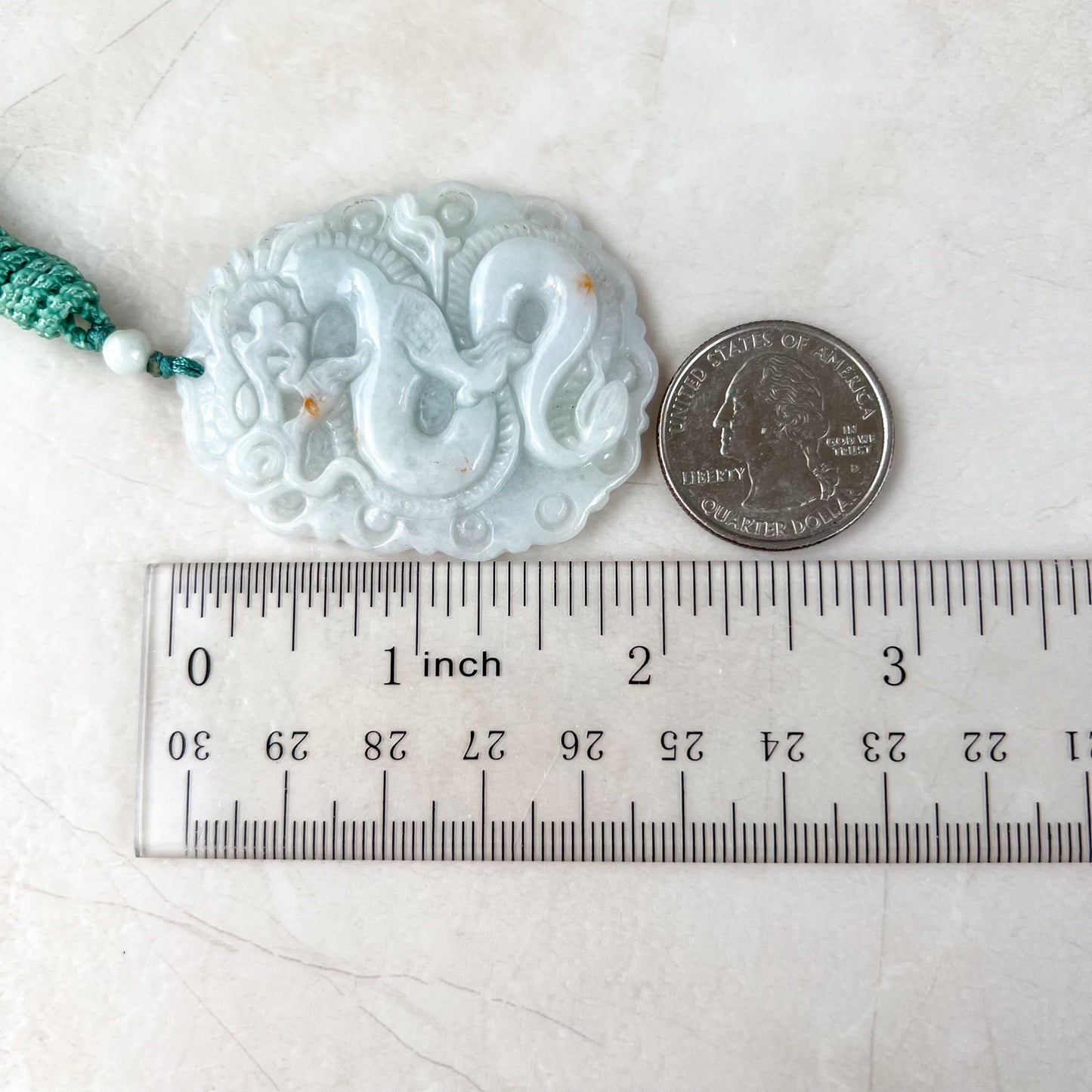 Jadeite Jade Dragon Chinese Zodiac Hand Carved Pendant Necklace, YJ-0321-0328593